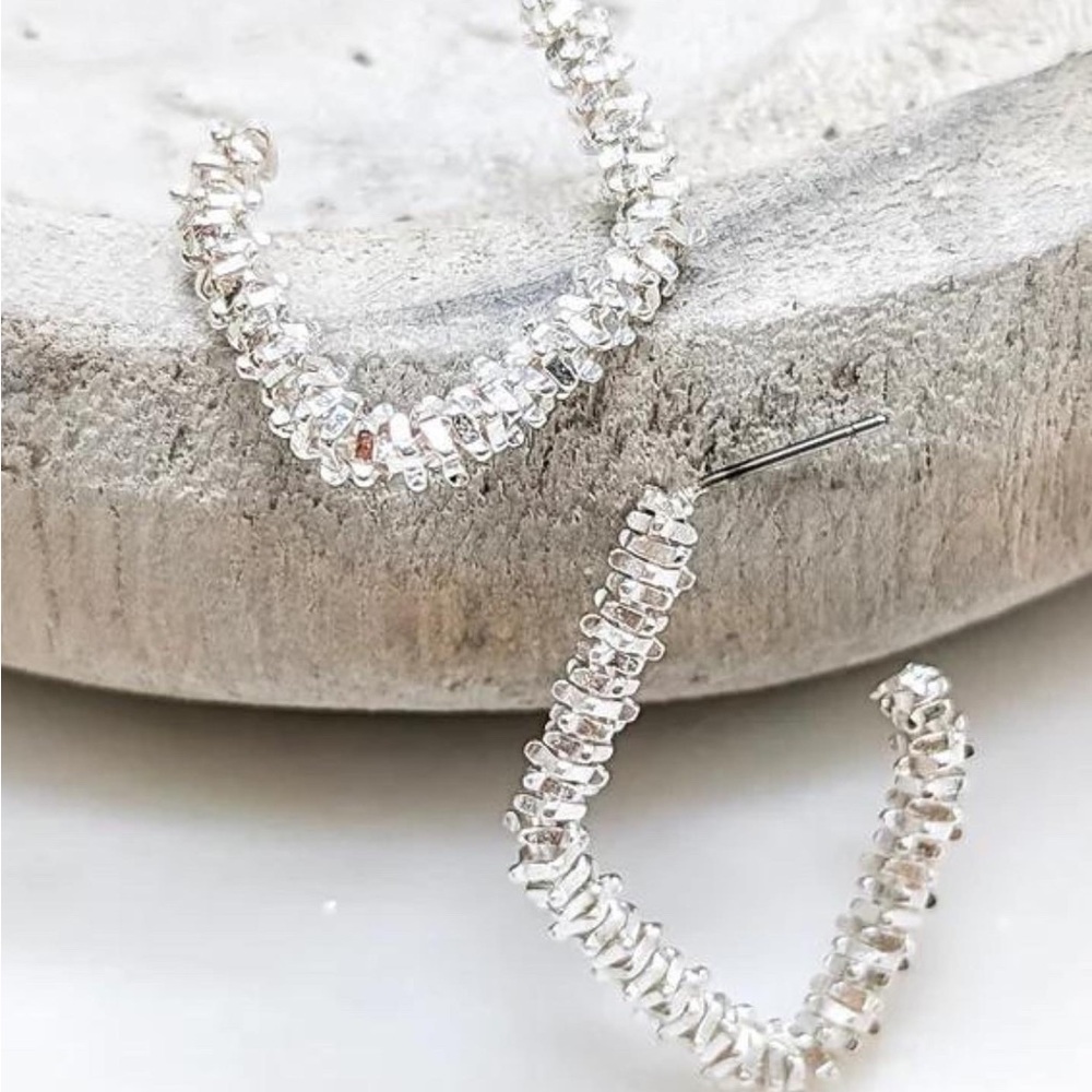 Silver beaded hoop earrings